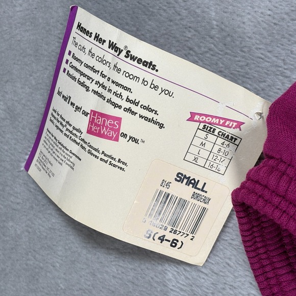 Vintage Hanes Her Way Sweatpants Womens Small Pink Roomy Fit Tapered 90s USA NWT - Picture 7 of 11